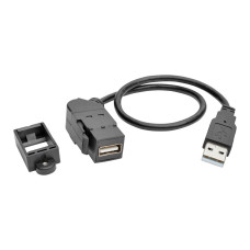 Tripp Lite USB 2.0 Hi-Speed All-in-One Keystone/Panel Mount Extension Cable (M/F), Angled Connector, 0.31 m (1-ft.)