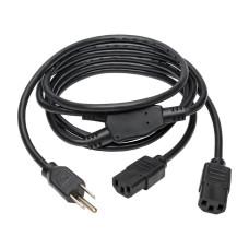 Tripp Lite Universal Power Extension Cord Y Splitter Cable (NEMA 5-15P to 2x IEC-320-C13), 6-ft.