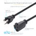 StarTech.com 10ft (3m) Power Extension Cord, NEMA 5-15R to NEMA 5-15P Black Extension Cord, 13A 125V, 16AWG, Outlet Extension Power Cable, NEMA 5-15R to NEMA 5-15P AC Computer Power Cord - UL Listed