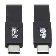 Tripp Lite U420-16N-G25AFL USB-C Flat Cable (M/M) - USB 3.2 Gen 2 (10 Gbps), 5A (100W) Rating, Thunderbolt 3 Compatible, 16 in. (40.6 cm)