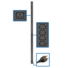 Tripp Lite 3.7kW 208/230V Single-Phase Basic PDU - 32 C13 & 6 C19 Outlets, L6-20P Input, 10 ft. Cord, 63.75 in. 0U Rack