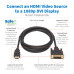 Tripp Lite P566AB-006 Safe-IT HDMI to DVI-D Single-Link Antibacterial Adapter Cable (M/M), 1080p 60 Hz, Black, 6 ft. (1.8 m)