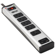Tripp Lite 5-Outlet Surge Protector with 1 USB-A and 1 USB-C (3.9A Shared) - 6 ft. Cord, 2100 Joules, Metal Housing
