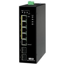 Tripp Lite NGI-U05C2POE4 5-Port Unmanaged Industrial Gigabit Ethernet Switch - 10/100/1000 Mbps, PoE+ 30W, -10° to 60°C, 2 GbE SFP Slots, DIN Mount