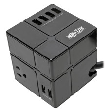 Tripp Lite TLP368CUBEUAM surge protector Black 3 AC outlet(s) 120 V 2.44 m