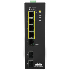 Tripp Lite NGI-S05C2POE4 5-Port Lite Managed Industrial Gigabit Ethernet Switch - 10/100/1000 Mbps, PoE+ 30W, 2 GbE SFP Slots, -10° to 60°C, DIN Mount