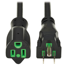 Tripp Lite Safe-IT Antibacterial Hospital-Grade Extension Cord, 5-15P to 5-15R - Green Dot, 13A, 125V, 16 AWG, Black, 6 ft. (1.8 m)