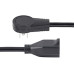 StarTech.com 10ft (3m) Power Extension Cord - 360° Rotating Flat Plug Extension Cord - NEMA 5-15P to NEMA 5-15R, 16 AWG, 125V/15A - Black Short 3-Prong Power Extender Cable - UL Certified