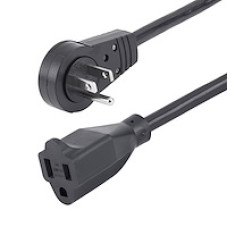 StarTech.com 10ft (3m) Power Extension Cord - 360° Rotating Flat Plug Extension Cord - NEMA 5-15P to NEMA 5-15R, 16 AWG, 125V/15A - Black Short 3-Prong Power Extender Cable - UL Certified