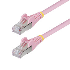StarTech.com 1ft Pink CAT6a Ethernet Cable, Snagless RJ45, 10GbE, 100W PoE++, S/FTP, LSZH, 27AWG Pure Bare Copper Wire, 500MHz, Shielded Network Patch Cord w/Strain Reliefs, Fluke Tested/ETL Verified