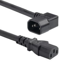 StarTech.com 6ft (1.8m) Heavy Duty Power Cord, Right Angle IEC 60320 C14 to IEC 60320 C13, PDU Power Cord, 15A 250V, 14AWG, Heavy Gauge Power Cable - UL Listed Components