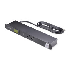 StarTech.com 8-Outlet Horizontal Rack Mount Metered PDU, 1U Server Power Strip w/Surge Protector, 125V/15A, 8ft (2.4m) Power Cable, Power Distribution Unit, TAA