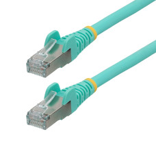 StarTech.com 6in CAT6a Ethernet Cable - Aqua - Low Smoke Zero Halogen (LSZH) - 10GbE 500MHz 100W PoE++ Snagless RJ-45 w/Strain Reliefs S/FTP Network Patch Cord