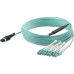 StarTech.com 5m (15ft) MTP(F)/PC to 4x LC/PC Duplex Breakout OM3 Multimode Fiber Optic Cable, OFNP, 8F Type-A, 50/125µm LOMMF, 40G Networks, Low Insertion Loss, MPO to LC Fiber Patch Cord