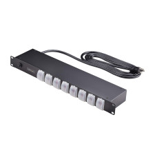 StarTech.com 8-Outlet Horizontal Rack Mount PDU, 1U Power Strip, Individual Outlet On/Off Switches with Covers, 15A Circuit Breaker, 8ft/2.4m Cord, NEMA 5-15P/R