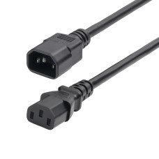 StarTech.com 1ft (30cm) Power Extension Cord, IEC 60320 C14 to IEC 60320 C13 PDU Power Cord, 10A 250V, 18AWG, Black Extension Cable, AC Power Cable for PDU/Power Supply - UL Listed Components