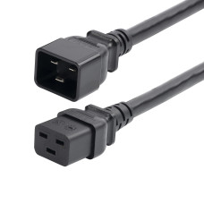 StarTech.com 2ft (60cm) Heavy Duty Extension Cord, IEC 60320 C19 to C20 Black Extension Cord, 20A 250V, 12AWG, Heavy Gauge Power Extension Cable, AC Power Cable - UL Listed Components
