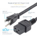 StarTech.com 10ft (3m) Heavy Duty Power Cord, NEMA 5-15P to C19 AC Power Cord, 15A 125V, 14AWG, Computer Power Cord, Heavy Gauge Power Cable for PDUs and Network Equipment, NEMA 5-15P to IEC 60320 C19 Power Cord