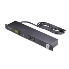StarTech.com 12-Outlet Horizontal Rack Mount Metered PDU, 1U Server Power Strip w/Surge Protector, 125V/15A, 8ft (2.4m) Power Cable, Power Distribution Unit, TAA