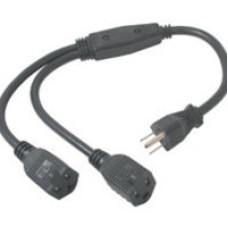 C2G 14in 1-to-2 18 AWG Power Cord Splitter (2 NEMA 5-15R -> 1 NEMA 5-15P) Black 0.35 m
